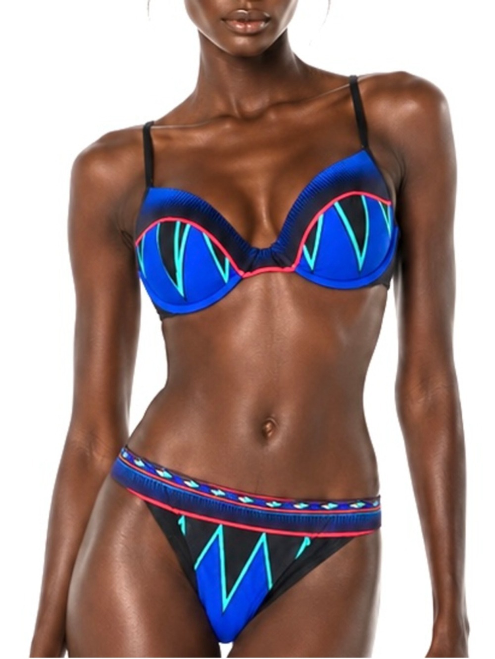 GOTTEX Bikini, Bra Style Underwire Bikini Top Geometric Jewel Tone, Size 8 (6)